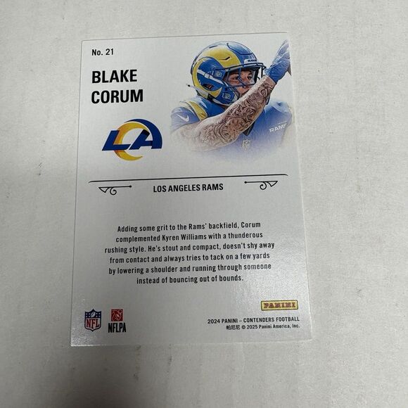 2024 Panini Contenders Rookie Stallions Blake Corum #21 (RC) LA Rams Rookie Card - Picture 4 of 6